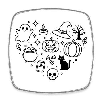 Halloween Herz (Farbe änderbar Personalisieren) - Viereckiger Kühlschrankmagnet - Weiß - Vorne