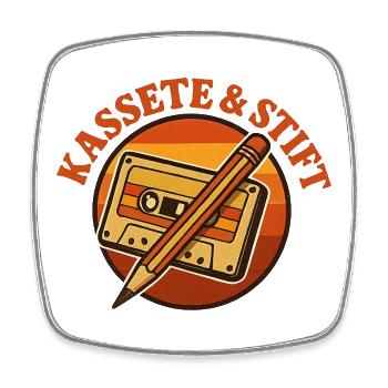 Cassette et Crayon rétro - Magnet carré - blanc - Devant