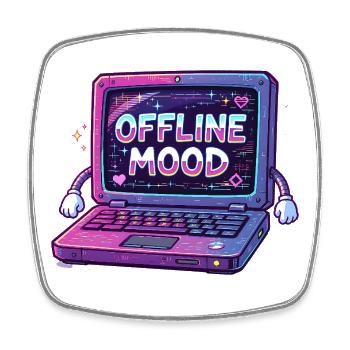 Y2K Retro – Offline Mood - Viereckiger Kühlschrankmagnet - Weiß - Vorne