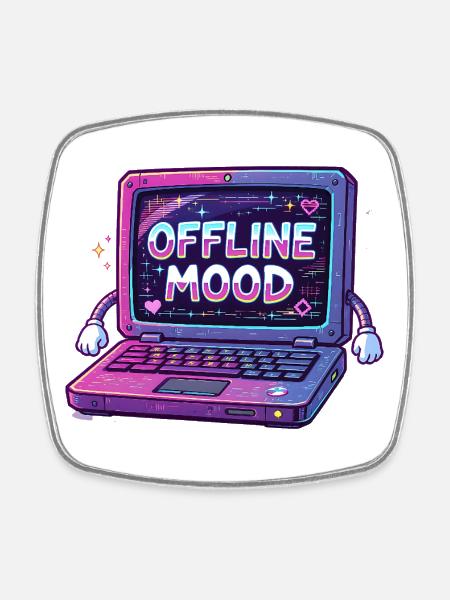 Y2K Retro – Offline Mood - Viereckiger Kühlschrankmagnet - Weiß