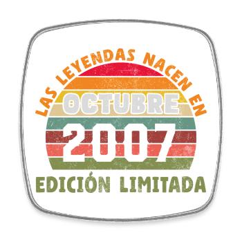 October 2007 Vinatge Retro Birthday Gift - Square fridge magnet - white - Front