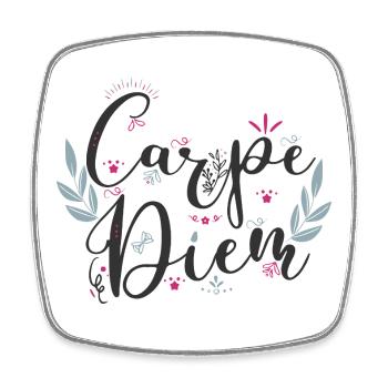 Carpe Diem Floral Writing - Square fridge magnet - white - Front