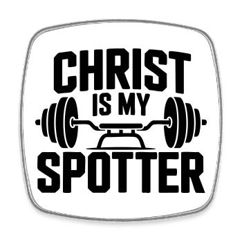 Christus ist mein Spotter - Viereckiger Kühlschrankmagnet - Weiß - Vorne
