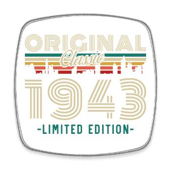 1943 Vintage Retro Birthday Gift - Square fridge magnet - white - Front