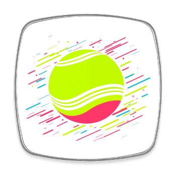 Tennisball Retrowave - Viereckiger Kühlschrankmagnet - Weiß - Vorne
