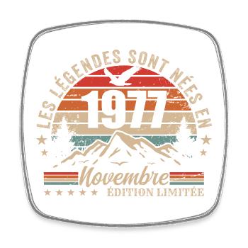 Genial seit November 1977 | November 1977 - Viereckiger Kühlschrankmagnet - Weiß - Vorne