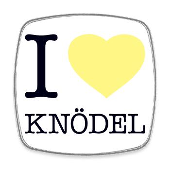 I love Knödel - Viereckiger Kühlschrankmagnet - Weiß - Vorne