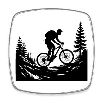 MTB Mountainbike - Viereckiger Kühlschrankmagnet - Weiß - Vorne