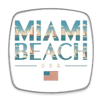 Miami Beach Palm Trees City Travel Design - Square fridge magnet - white - Front
