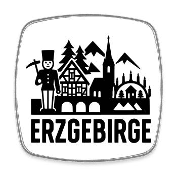 Erzgebirge typisch Silhouette - Viereckiger Kühlschrankmagnet - Weiß - Vorne