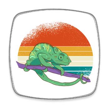 Sunset Chameleon - Square fridge magnet - white - Front