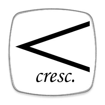 Crescendo - Musical Sign for Music Fans - Square fridge magnet - white - Front