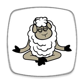 Sheep Relaxed Peaceful Yoga Lotus Meditation - Square fridge magnet - white - Front