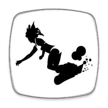 Planche à neige - Magnet carré - blanc - Devant