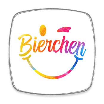 Bierchen Regenbogen Schriftzug - Viereckiger Kühlschrankmagnet - Weiß - Vorne
