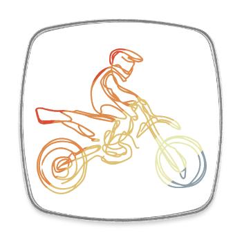 Vintage Motocross Rider Sketch - Square fridge magnet - white - Front