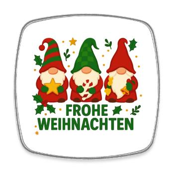 Frohe Weihnachten Wichtel Weihnachtsdesign - Viereckiger Kühlschrankmagnet - Weiß - Vorne