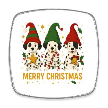 Cute Dalmatian Christmas Design - Square fridge magnet - white - Front
