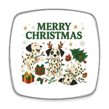 Dalmatiner im Weihnachtsdesign - Viereckiger Kühlschrankmagnet - Weiß - Vorne