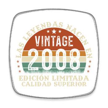 Original 2008 Vintage Retro Birthday Gift - Square fridge magnet - white - Front