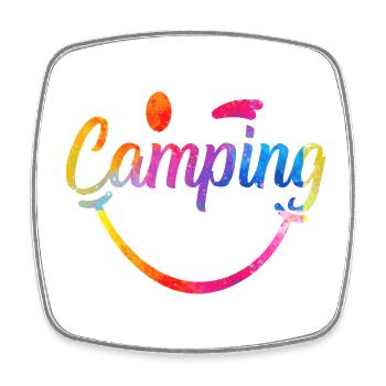 Camping Farbenspiel Logo - Viereckiger Kühlschrankmagnet - Weiß - Vorne