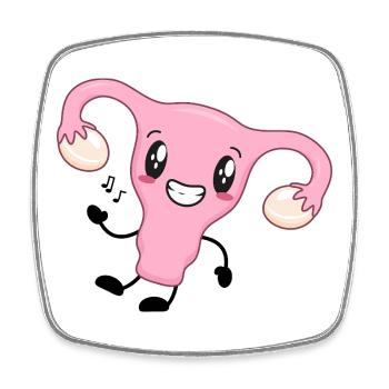 Dessin animé de l’utérus rose - Magnet carré - blanc - Devant
