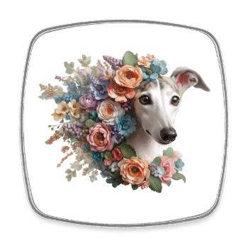Flowers Galgo Heart No2 - Square fridge magnet - white - Front