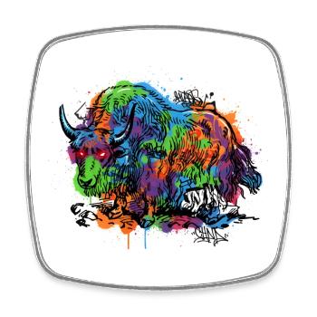 Motif de graffiti de yak arc-en-ciel - Magnet carré - blanc - Devant