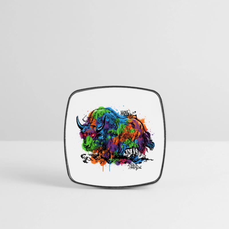 Rainbow Yak Graffiti Pattern Square fridge magnet