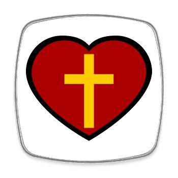 Croix et cœur - Magnet carré - blanc - Devant