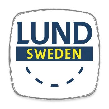 Lund, Schweden, Citymärke - Viereckiger Kühlschrankmagnet - Weiß - Vorne