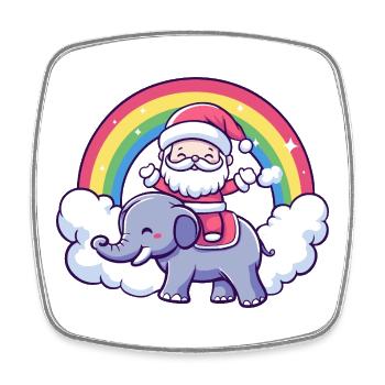 Éléphant Père Noël Noël - Magnet carré - blanc - Devant