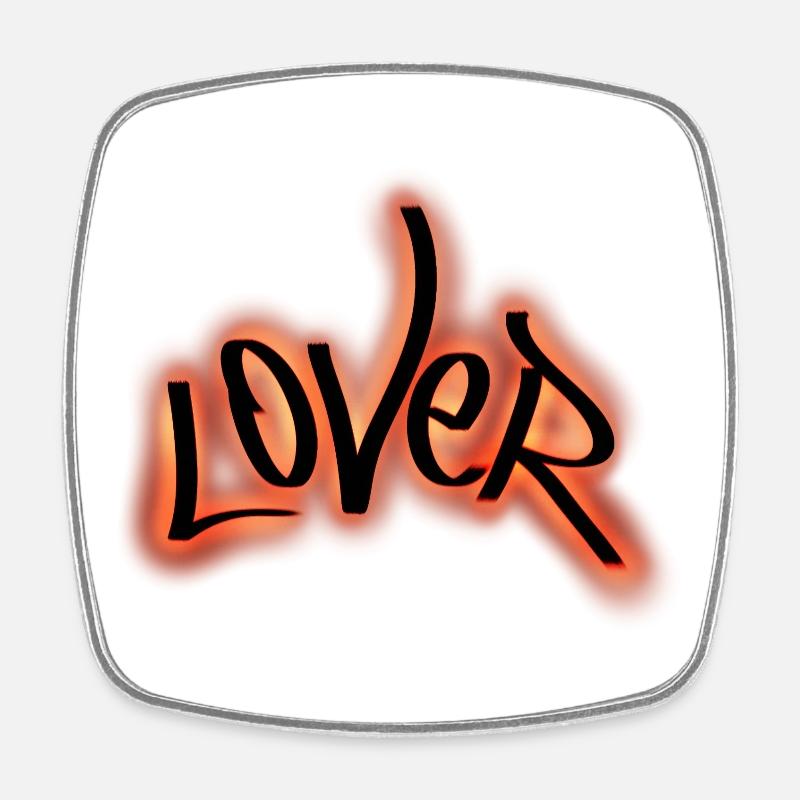 Lover Graffiti Neon Schrift - Viereckiger Kühlschrankmagnet - Weiß