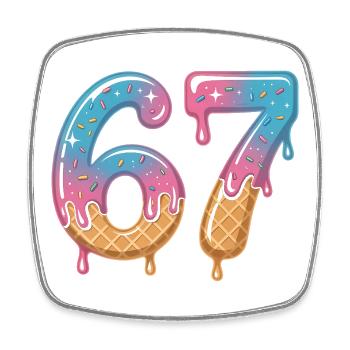 67 Eiscreme Tropfen - Viereckiger Kühlschrankmagnet - Weiß - Vorne