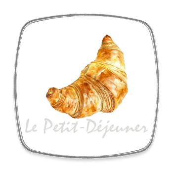 Croissant Petit-déjeuner Français Design - Magnet carré - blanc - Devant
