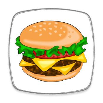 hamburger - Magnet carré - blanc - Devant