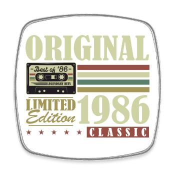 Original 1986 Vintage Vintage Birthday Retro - Square fridge magnet - white - Front