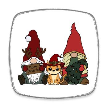 Katze Weihnachten - Viereckiger Kühlschrankmagnet - Weiß - Vorne