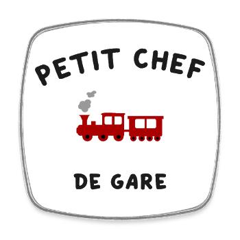 Petit Chef de Gare Locomotive Train - Magnet carré - blanc - Devant