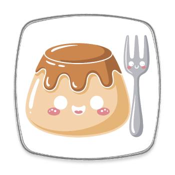 Pudding Mit Gabel - Viereckiger Kühlschrankmagnet - Weiß - Vorne