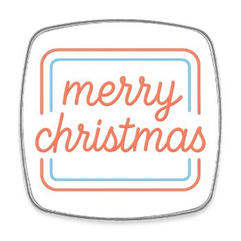 Neon Merry Christmas Schriftzug - Viereckiger Kühlschrankmagnet - Weiß - Vorne