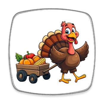 Thanksgiving Lustiger Thanksgiving Truthahn - Viereckiger Kühlschrankmagnet - Weiß - Vorne