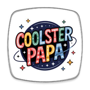 Coolest Dad – Colorful Retro Dad Print - Square fridge magnet - white - Front