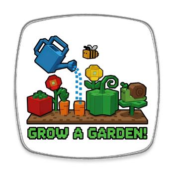 Pixel Garden: Plant and Grow - Square fridge magnet - white - Front