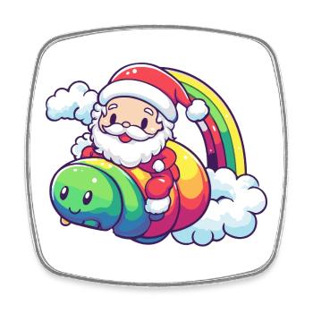 Worm Santa Claus Christmas - Square fridge magnet - white - Front