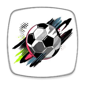 Dynamischer Fußball mit Farbeffekten für Sportfans - Viereckiger Kühlschrankmagnet - Weiß - Vorne
