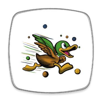 Sprinter duck in a frenzy of color - Square fridge magnet - white - Front