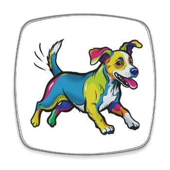 Colorful Sprinter Dog Illustration - Square fridge magnet - white - Front