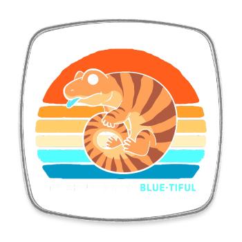 Blue Tongue Lizard - Square fridge magnet - white - Front