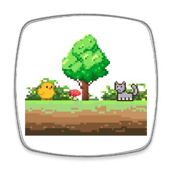 Pixel Garden Adventure - Square fridge magnet - white - Front